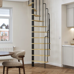 Ruimtebesparende spiltrap RADIUS | Hoogte tot 299 cm | Treden van beukenhout