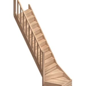 Kwartslagtrap VEGA OAK met onderkwart voor hoogte 280cm - Eikenhout - Houten bouwpakket trap