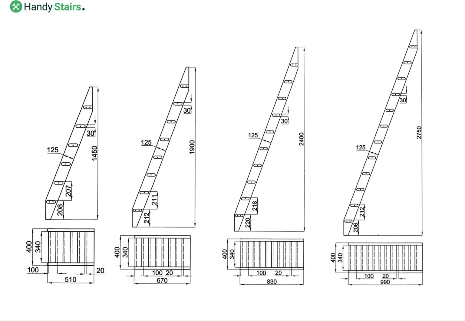 Trap Loop Ladder Houten ladder STEPUP3 | Hoogslaper trap van vurenhout | 40cm breed ...