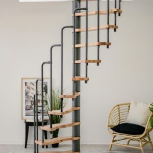 Ruimtebesparende spiltrap SAMPAX | Hoogte tot 299 cm | Met treden van gelakt beuken
