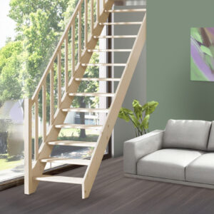 Rechte trap VEGA voor hoogte 280 cm - Zelf samen te stellen - Houten bouwpakket trap