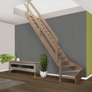 Kwartslagtrap RUSTIC - Houten molenaarstrap met kwartslag links of rechts