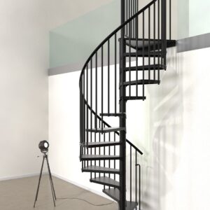 Metalen spiltrap STEEL | Voor hoogte tot 346 cm | Met treden van zwart gepoedercoat staal