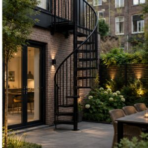 Buitentrap GARDEN COLOR – Spilrap van verzinkt en gepoedercoat metaal
