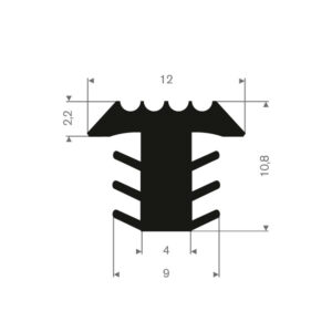 PVC infreesprofiel zwart 12x10,8mm (L=100m)