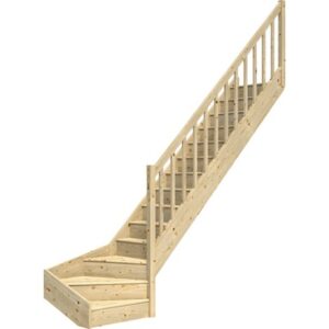 Kwartslag trap BUDGET+ | Hoogte 280 cm | Inclusief tegentreden en stootborden