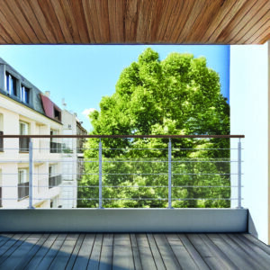 Aluminium balustrade ALU.W2F - 200 cm - Met ovalen leuning van kebony hout - Compleet bouwpakket geschikt voor binnen en buiten - Vloermontage