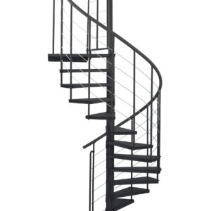 Metalen spiltrap CARBON | Voor hoogte tot 346 cm | Met treden van zwart gepoedercoat staal