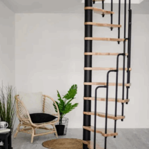 Ruimtebesparende zoldertrap van metaal met houten treden voor trapgat 120 x 65 cm | Hoogte tot 299 cm
