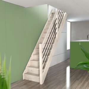Rechte trap ECHO voor hoogte 280 cm - Beukenhout met aluminium leuning - Houten bouwpakket trap