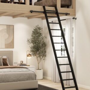 Houten ladder van beukenhout - Zwart gelakt - Ruimtebesparende molenaarstrap